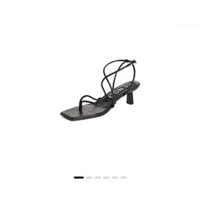 Senso Strappy Sandals Womens 39 Black Like New Square Toe Kitten Heel Thong